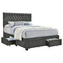 CoasterEssence 305877KE Soledad - Upholstered Eastern King Storage Panel Bed - Gray