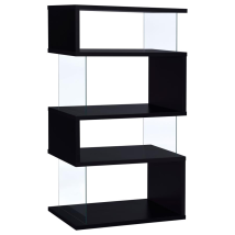 CoasterEveryday 800340 Emelle - 4-Shelf Glass Panel Bookshelf - Black