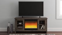 Signature Design by Ashley® W275/68/W100-02 Arlenbry - Gray - LG TV Stand With Glass/Stone Fireplace Insert