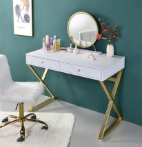 ACME AC00667 Coleen - Vanity Desk - White & Gold Finish