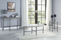ACME LV00437 Brantley - Side Table - Clear Glass & Sandy Gray Finish
