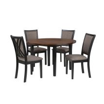 New Classic D4832B-48S-RND Potomac - 5 Piece Round Dining Set (Table & 4 Chairs) - Brown / Black