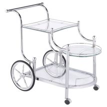 CoasterEveryday 910076 Sarandon - 3-Tier Glass Shelf Metal Bar Cart - Chrome