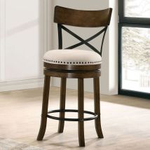 Furniture of America CM-BR1855A-24-2PK Clarence - Swivel Counter Stool (Set of 2) - Oak