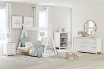 Ashley Furniture EB1810/230/231/121/292(2) Ashley Furniture EB1810/230/231/121/292(2) Hallityn - 5 Pc. - Bookcase, Dresser, Twin Tent Complete Bed, 2 Nightstands - White