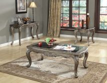 ACME 80540 Chantelle - Coffee Table - Black Granite & Antique Platinum