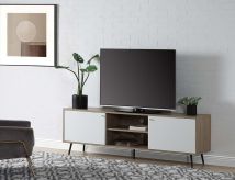 ACME LV00790 Wafiya - TV Stand - Rustic Oak, White & Black Finish