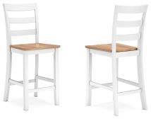 Signature Design by Ashley® D398-124 Gesthaven - Natural / White - Barstool (Set of 2)