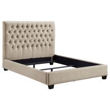 CoasterEssence 300007Q Chloe - Upholstered Queen Panel Bed - Oatmeal