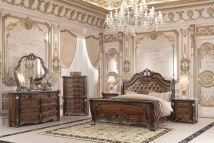 New Classic 00-2477-36N New Classic 00-2477-36N Bella Notte - Queen 6 Piece Bedroom Set (Padded Sleigh Bed, Dresser, Mirror, Chest, 2 Nightstands) - Cherry