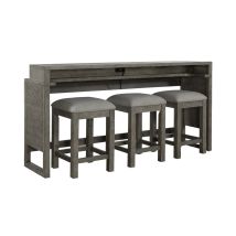 Liberty Furniture 798-OT-4PCS Bartlett Field - 4 Piece Living Room Set (Console Bar Table & 3 Console Stools) - Dusty Taupe
