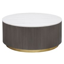CoasterEveryday 710418 Jason - Round Marble Top Coffee Table - White And Charcoal