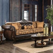 Furniture of America SM6417-SF Quirino - Sofa - Tan / Dark Brown