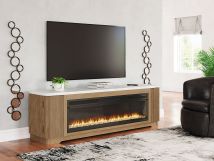 Ashley Furniture W808W1 Camdill - 80" TV Stand With Electric Fireplace - Light Brown