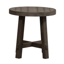 Liberty Furniture 406-OT1024 Modern Farmhouse - Splay Leg Round End Table - Dusty Charcoal