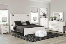 Signature Design by Ashley® B1190/31/36/58/56/99 Gerridan - White - 5 Pc. - Dresser, Mirror, King Panel Bed With Sconces
