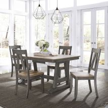 Liberty Furniture 62-CD-5TRS Lindsey Farm - 5 Piece Trestle Table Set - Dark Gray
