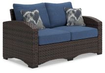 Signature Design by Ashley® P340-835 Windglow - Blue / Brown - Loveseat With Cushion