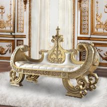 ACME BD01480 Bernadette - Bench - White PU & Gold Finish