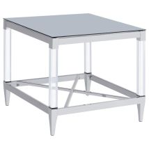 Coaster Fine Furniture 709727 Lindley - Square Tempered Mirror Acrylic Side End Table - Chrome