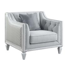ACME LV01051 Katia - Chair - Light Gray Linen & Weathered White Finish
