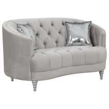 CoasterElevations 508462 Avonlea - Upholstered Sloped Arm Loveseat Velvet - Pearl Silver