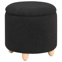Coaster Fine Furniture 910227 Valia - Faux Sheepskin Upholstered Round Storage Ottoman - Black