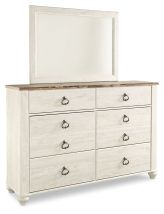 Ashley Furniture B267B1 Ashley Furniture B267B1 Willowton - Dresser, Mirror - Whitewash