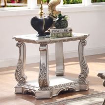 ACME 86932 Northville - End Table - Antique Silver & Clear Glass
