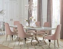 CoasterElevations 108811-S7P Antoine - 7 Piece Rectangular Glass Top Dining Table Set - Pink