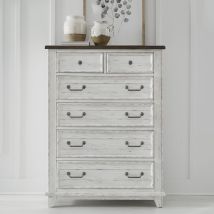 Liberty Furniture 237-BR41 River Place - 6 Drawer Chest - Riverstone White & Tobacco