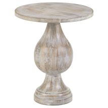 CoasterEssence 915107 Dianella - Round Pedestal Base Accent Side Table - White Washed