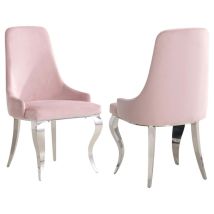 CoasterElevations 108813 Antoine - Velvet Upholstered Dining Side Chair (Set of 2) - Pink