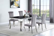 CoasterElevations 115071-S5G Carone - 5 Piece Rectangular Glass Dining Set - Chrome And Gray