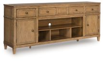 Ashley Furniture W655-68 Sharlance - XL TV Stand With Fireplace Option - Light Brown