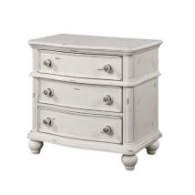 ACME BD01434 Jaqueline - Nightstand - Light Gray Linen & Antique White Finish