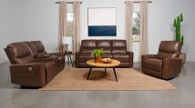 Coaster Fine Furniture 610264P-S3 Greenfield - 3 Piece Power Reclining Sofa Set - Saddle Brown