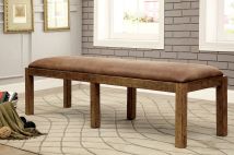 Furniture of America CM3829BN Gianna Fabric Bench - Rustic Oak / Brown