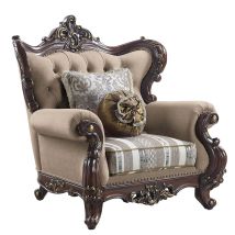 ACME LV01124 Ragnar - Chair - Light Brown Linen & Cherry Finish