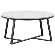 CoasterEveryday 723238 Hugo - Round Faux Marble Coffee Table - White And Matte Black