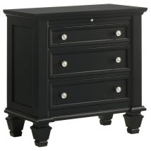 CoasterEssence 201322 Sandy Beach - 3-Drawer Nightstand - Black