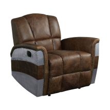 ACME 59718 Brancaster - Recliner - Retro Brown Top Grain Leather & Aluminum