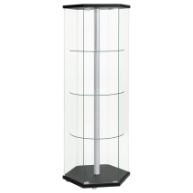 CoasterEveryday 950276 Zahavah - 4-Shelf Hexagonal Clear Glass Curio Cabinet - Black