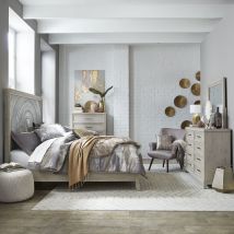 Liberty Furniture 902-BR-CPBDMC Belmar - 4 Piece Bedroom Set (California King Panel Bed, Dresser & Mirror, Chest) - Washed Taupe