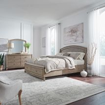 Liberty Furniture 805-BR-KPBSDM Avalon - 3 Piece Bedroom Set (King Panel Storage Bed, Dresser & Mirror) - Burnished Beige