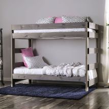 Furniture of America AM-BK100GY-BED-SLAT Arlette - Bunk Bed With 2 Slat Kits - Gray