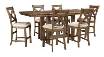Ashley Furniture D631/32/124(6) Ashley Furniture D631/32/124(6) Moriville - 7 Pc. - Counter Extension Table, 6 Barstools - Dark Gray
