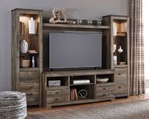 Signature Design by Ashley® W446/68/24(2)/27 Trinell - Brown - 4 Pc. - Entertainment Center - 63" TV Stand