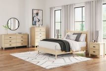 Ashley Furniture EB2444/231/245/156/112/292(2) Ashley Furniture EB2444/231/245/156/112/292(2) Cabinella - 6 Pc. - Dresser, Chest, Full Platform Panel Bed, 2 Nightstands - Tan