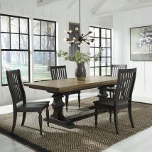 Liberty Furniture 879-DR-5TRS Liberty Furniture 879-DR-5TRS Harvest Home - 5 Piece Trestle Table Set - Black